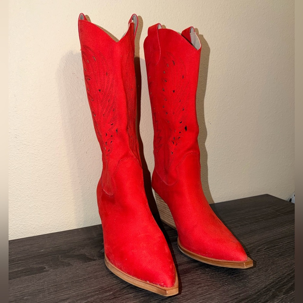 Mi.iM Vibrant Red Heeled Boots